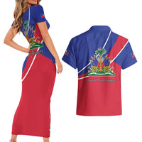 Haitian Flag Day 18 May Couples Matching Short Sleeve Bodycon Dress and Hawaiian Shirt Jounen Drapo Ayisyen