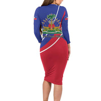 Haitian Flag Day 18 May Family Matching Long Sleeve Bodycon Dress and Hawaiian Shirt Jounen Drapo Ayisyen