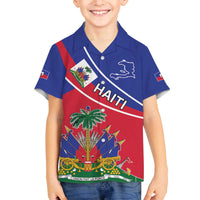 Haitian Flag Day 18 May Family Matching Off The Shoulder Long Sleeve Dress and Hawaiian Shirt Jounen Drapo Ayisyen