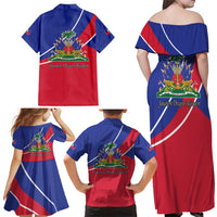 Haitian Flag Day 18 May Family Matching Off Shoulder Maxi Dress and Hawaiian Shirt Jounen Drapo Ayisyen
