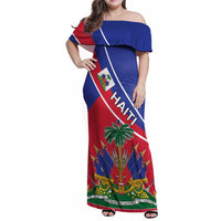 Haitian Flag Day 18 May Family Matching Off Shoulder Maxi Dress and Hawaiian Shirt Jounen Drapo Ayisyen