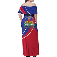 Haitian Flag Day 18 May Family Matching Off Shoulder Maxi Dress and Hawaiian Shirt Jounen Drapo Ayisyen