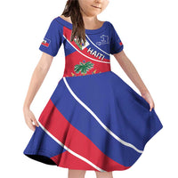 Haitian Flag Day 18 May Family Matching Off Shoulder Short Dress and Hawaiian Shirt Jounen Drapo Ayisyen