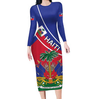 Haitian Flag Day 18 May Long Sleeve Bodycon Dress Jounen Drapo Ayisyen