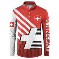 Switzerland Coat of Arms Button Sweatshirt Swiss Greek cross