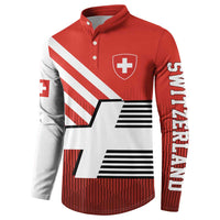 Switzerland Coat of Arms Button Sweatshirt Swiss Greek cross