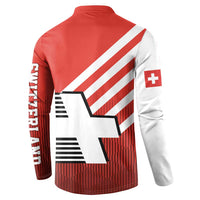 Switzerland Coat of Arms Button Sweatshirt Swiss Greek cross