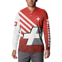 Switzerland Coat of Arms Button Sweatshirt Swiss Greek cross