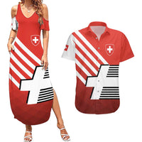 Switzerland Coat of Arms Couples Matching Summer Maxi Dress and Hawaiian Shirt Swiss Greek cross