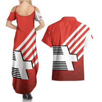Switzerland Coat of Arms Couples Matching Summer Maxi Dress and Hawaiian Shirt Swiss Greek cross
