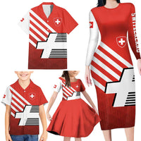 Switzerland Coat of Arms Family Matching Long Sleeve Bodycon Dress and Hawaiian Shirt Swiss Greek cross