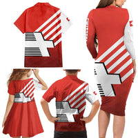 Switzerland Coat of Arms Family Matching Long Sleeve Bodycon Dress and Hawaiian Shirt Swiss Greek cross