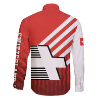 Switzerland Coat of Arms Family Matching Off The Shoulder Long Sleeve Dress and Hawaiian Shirt Swiss Greek cross