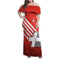 Switzerland Coat of Arms Family Matching Off Shoulder Maxi Dress and Hawaiian Shirt Swiss Greek cross