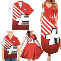Switzerland Coat of Arms Family Matching Summer Maxi Dress and Hawaiian Shirt Swiss Greek cross