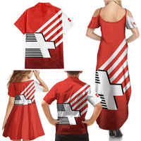 Switzerland Coat of Arms Family Matching Summer Maxi Dress and Hawaiian Shirt Swiss Greek cross