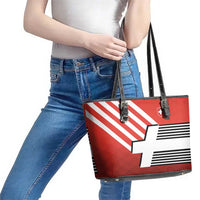 Switzerland Coat of Arms Leather Tote Bag Swiss Greek cross