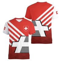 Switzerland Coat of Arms Women V-Neck T-Shirt Swiss Greek cross