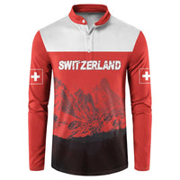 Custom Switzerland Football Button Sweatshirt Swiss Alps