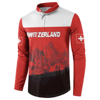 Custom Switzerland Football Button Sweatshirt Swiss Alps