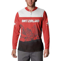 Custom Switzerland Football Button Sweatshirt Swiss Alps