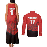 Custom Switzerland Football Couples Matching Tank Maxi Dress and Long Sleeve Button Shirt Swiss Alps