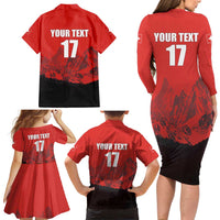 Custom Switzerland Football Family Matching Long Sleeve Bodycon Dress and Hawaiian Shirt Swiss Alps