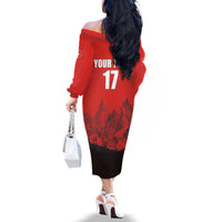 Custom Switzerland Football Family Matching Off The Shoulder Long Sleeve Dress and Hawaiian Shirt Swiss Alps