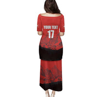 Custom Switzerland Football Family Matching Puletasi and Hawaiian Shirt Swiss Alps