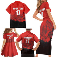 Custom Switzerland Football Family Matching Short Sleeve Bodycon Dress and Hawaiian Shirt Swiss Alps