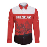Custom Switzerland Football Long Sleeve Button Shirt Swiss Alps