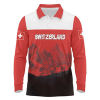 Custom Switzerland Football Long Sleeve Polo Shirt Swiss Alps