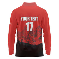 Custom Switzerland Football Long Sleeve Polo Shirt Swiss Alps