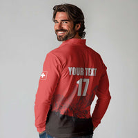 Custom Switzerland Football Long Sleeve Polo Shirt Swiss Alps
