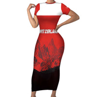 Custom Switzerland Football Short Sleeve Bodycon Dress Swiss Alps