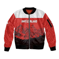 Custom Switzerland Football Sleeve Zip Bomber Jacket Swiss Alps