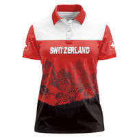 Custom Switzerland Football Women Polo Shirt Swiss Alps