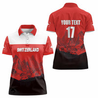 Custom Switzerland Football Women Polo Shirt Swiss Alps
