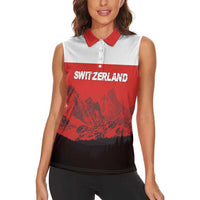 Custom Switzerland Football Women Sleeveless Polo Shirt Swiss Alps