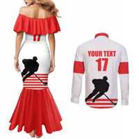 Custom Switzerland Ice Hockey Couples Matching Mermaid Dress and Long Sleeve Button Shirt Come on La Nati