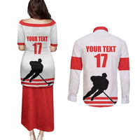 Custom Switzerland Ice Hockey Couples Matching Puletasi and Long Sleeve Button Shirt Come on La Nati