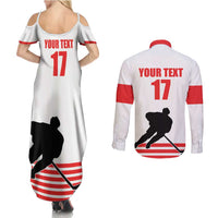 Custom Switzerland Ice Hockey Couples Matching Summer Maxi Dress and Long Sleeve Button Shirt Come on La Nati