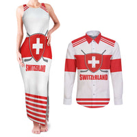 Custom Switzerland Ice Hockey Couples Matching Tank Maxi Dress and Long Sleeve Button Shirt Come on La Nati