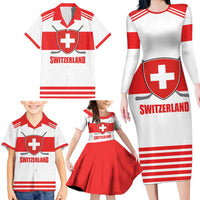 Custom Switzerland Ice Hockey Family Matching Long Sleeve Bodycon Dress and Hawaiian Shirt Come on La Nati