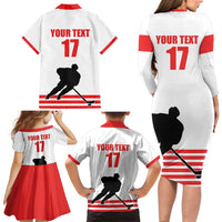 Custom Switzerland Ice Hockey Family Matching Long Sleeve Bodycon Dress and Hawaiian Shirt Come on La Nati