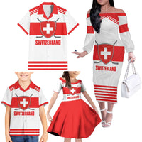 Custom Switzerland Ice Hockey Family Matching Off The Shoulder Long Sleeve Dress and Hawaiian Shirt Come on La Nati