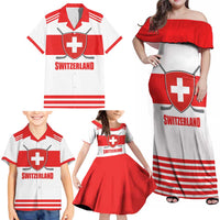 Custom Switzerland Ice Hockey Family Matching Off Shoulder Maxi Dress and Hawaiian Shirt Come on La Nati