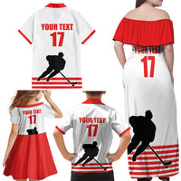 Custom Switzerland Ice Hockey Family Matching Off Shoulder Maxi Dress and Hawaiian Shirt Come on La Nati