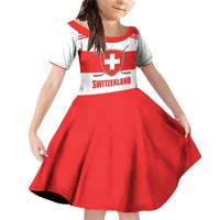 Custom Switzerland Ice Hockey Family Matching Off Shoulder Short Dress and Hawaiian Shirt Come on La Nati