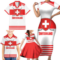 Custom Switzerland Ice Hockey Family Matching Short Sleeve Bodycon Dress and Hawaiian Shirt Come on La Nati